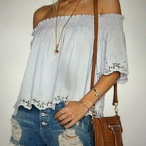 Tularosa Odessa Boho Cropped On/Off Shoulder Top